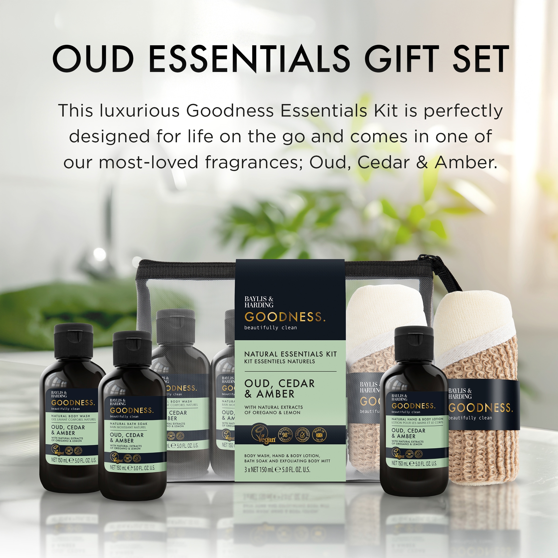 Baylis & Harding Goodness Oud, Cedar & Amber Essentials Gift Set thumbnail 4