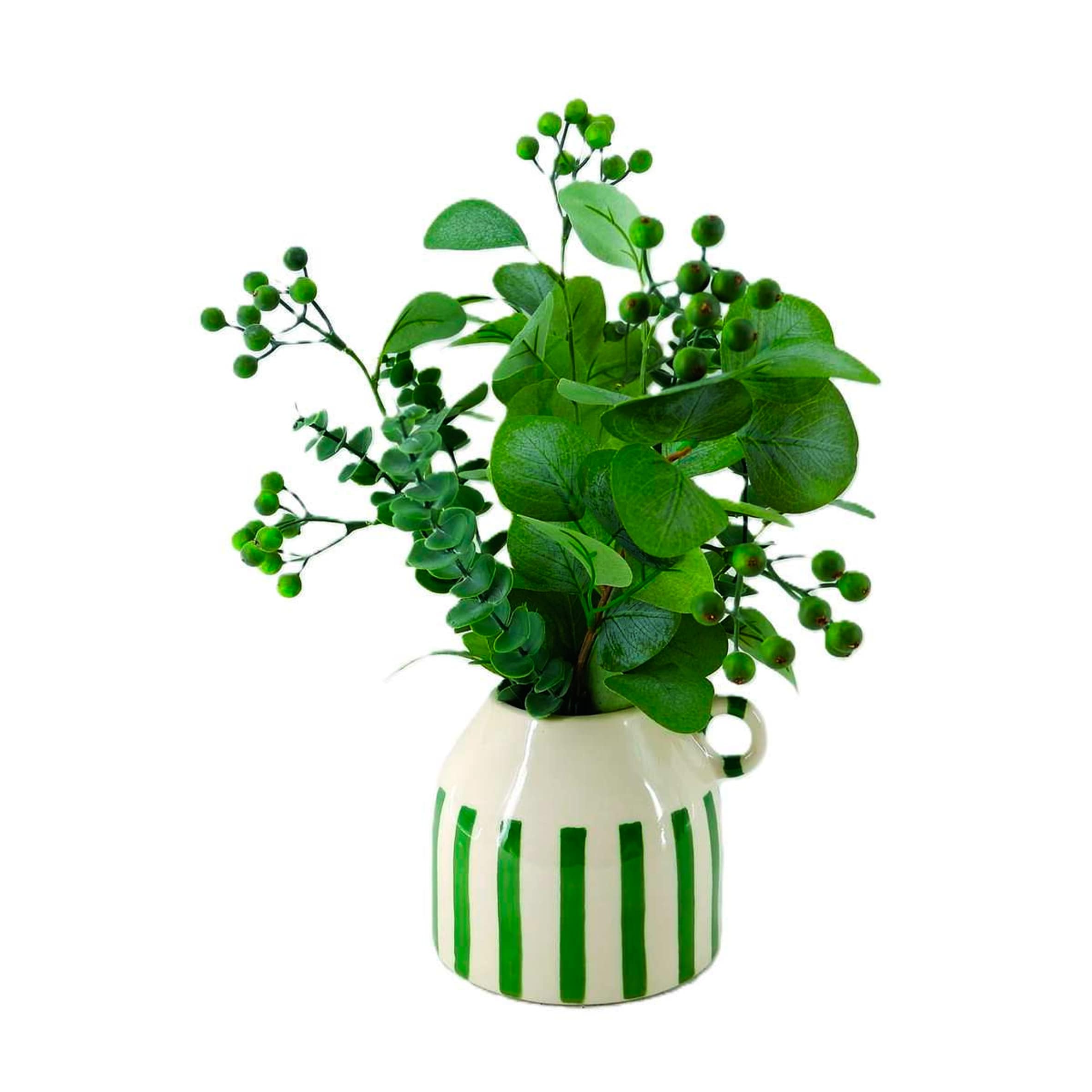 Bayswood Flora & Fern Greenery in Striped Pot