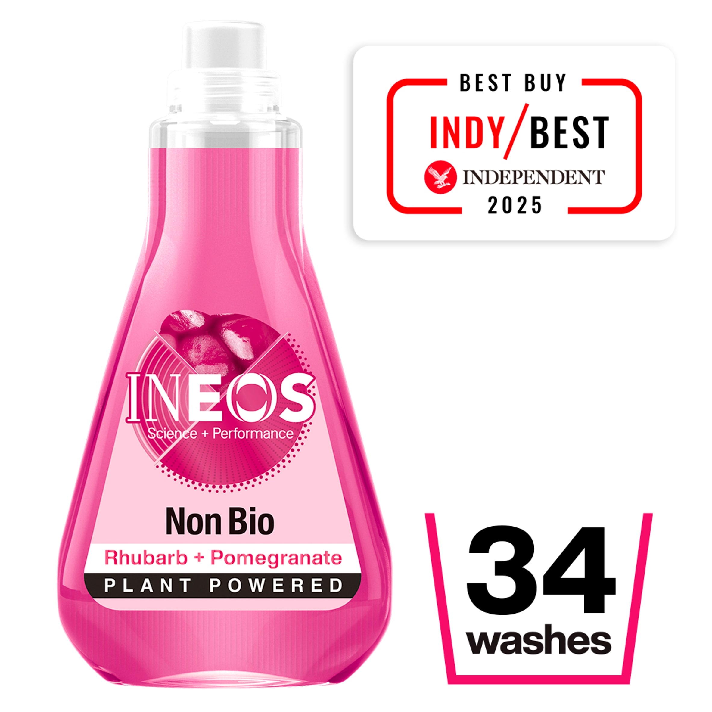 INEOS Non Bio Concentrated Laundry Liquid Detergent Rhubarb + Pomegranate 34 Washes 1040ml thumbnail 2