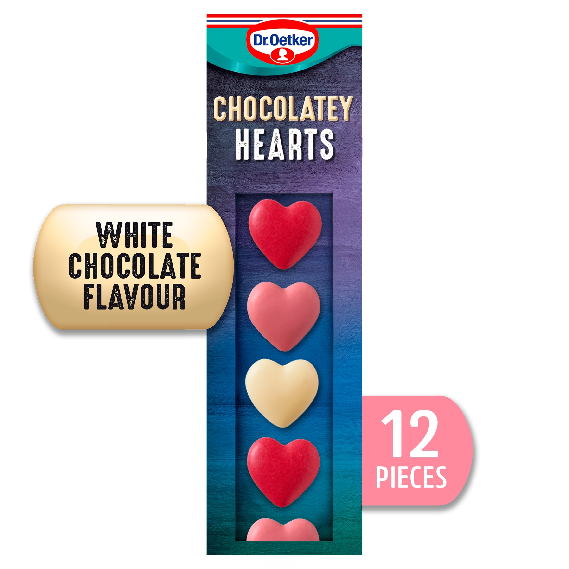 Dr. Oetker Chocolatey Hearts White Chocolate Flavour 12 Pieces 17g