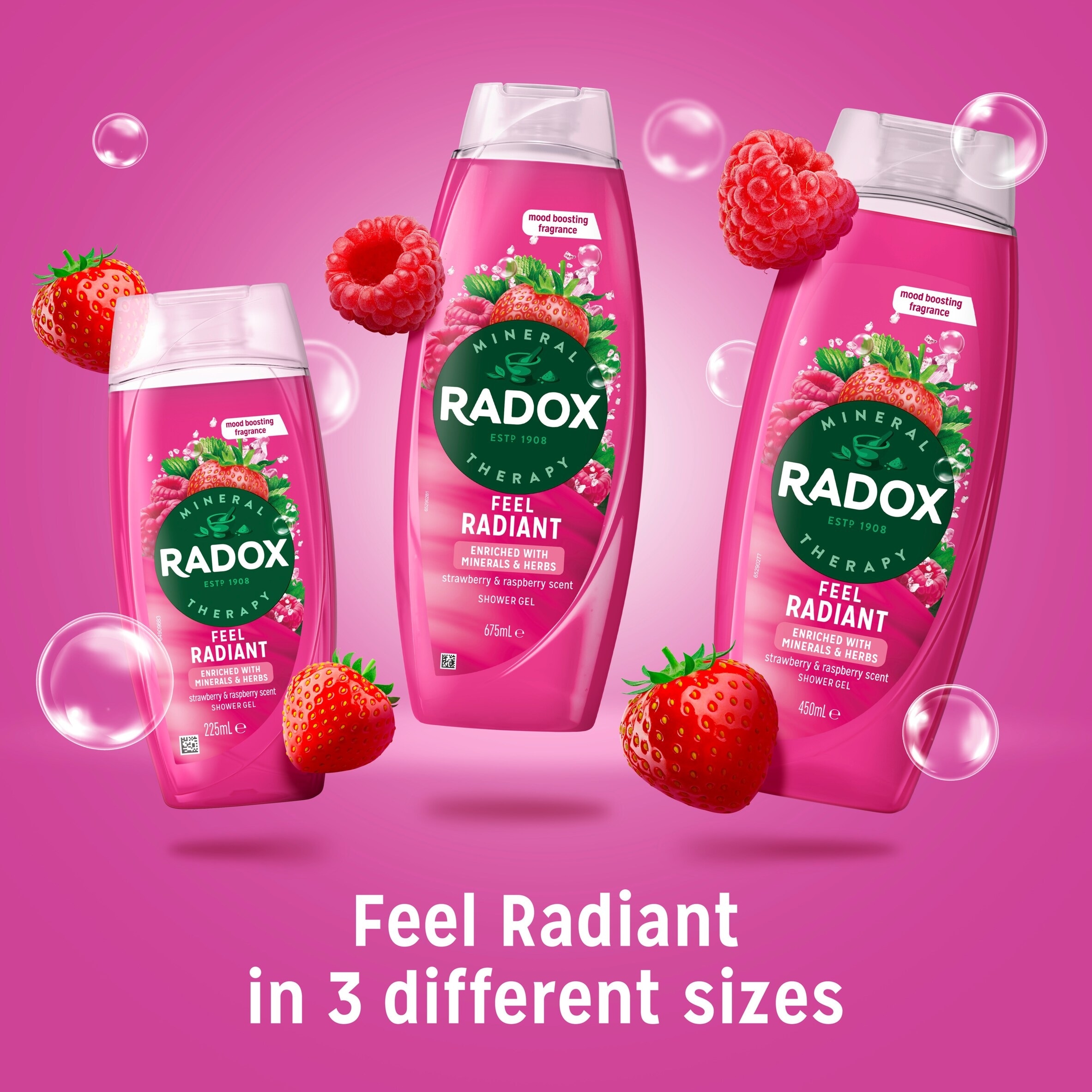 Radox Strawberry Feel Radiant Shower Gel Body Wash 450ml thumbnail 5