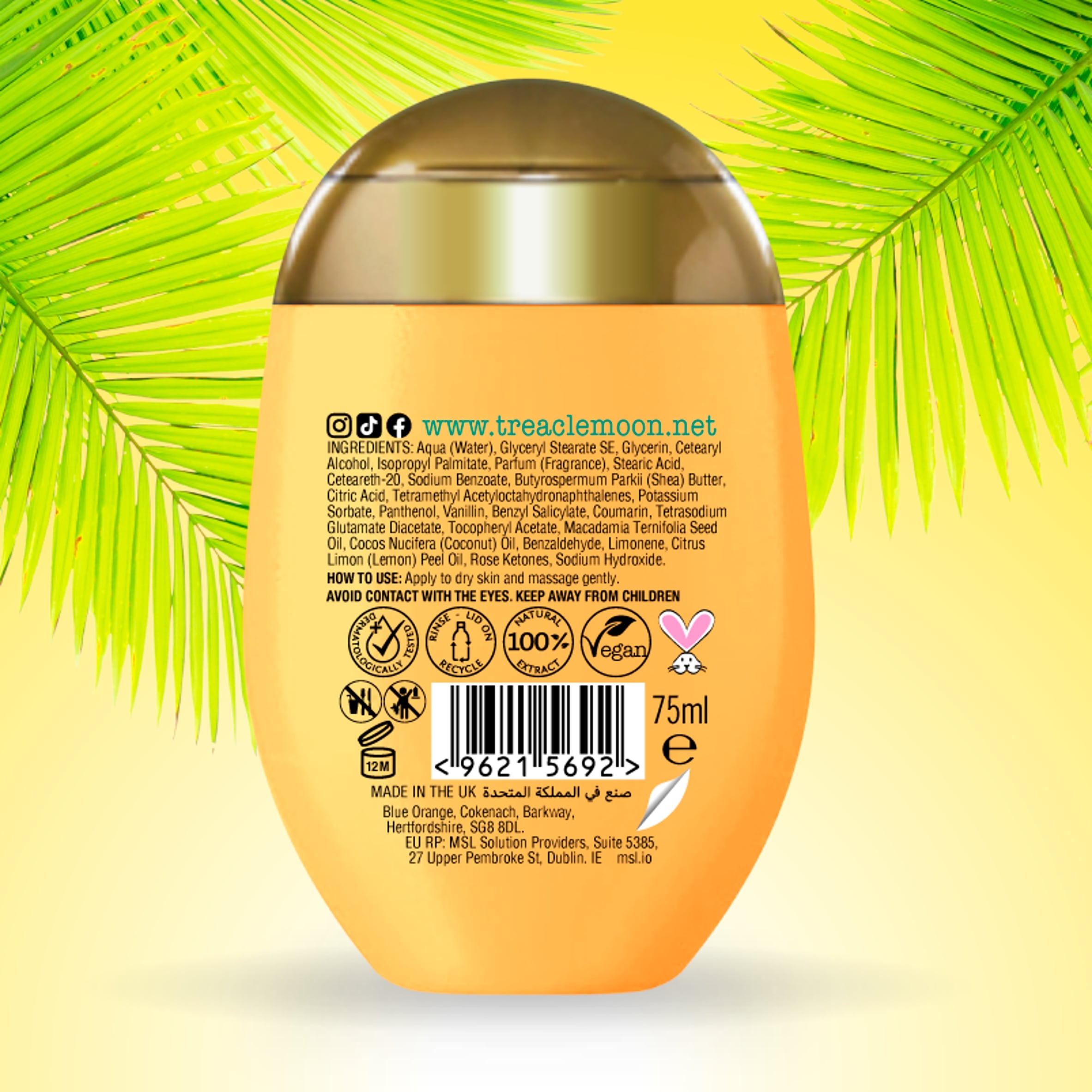 Treaclemoon Brazilian Love Coconut & Macadamia Oil Hand and Body Lotion 75ml thumbnail 3