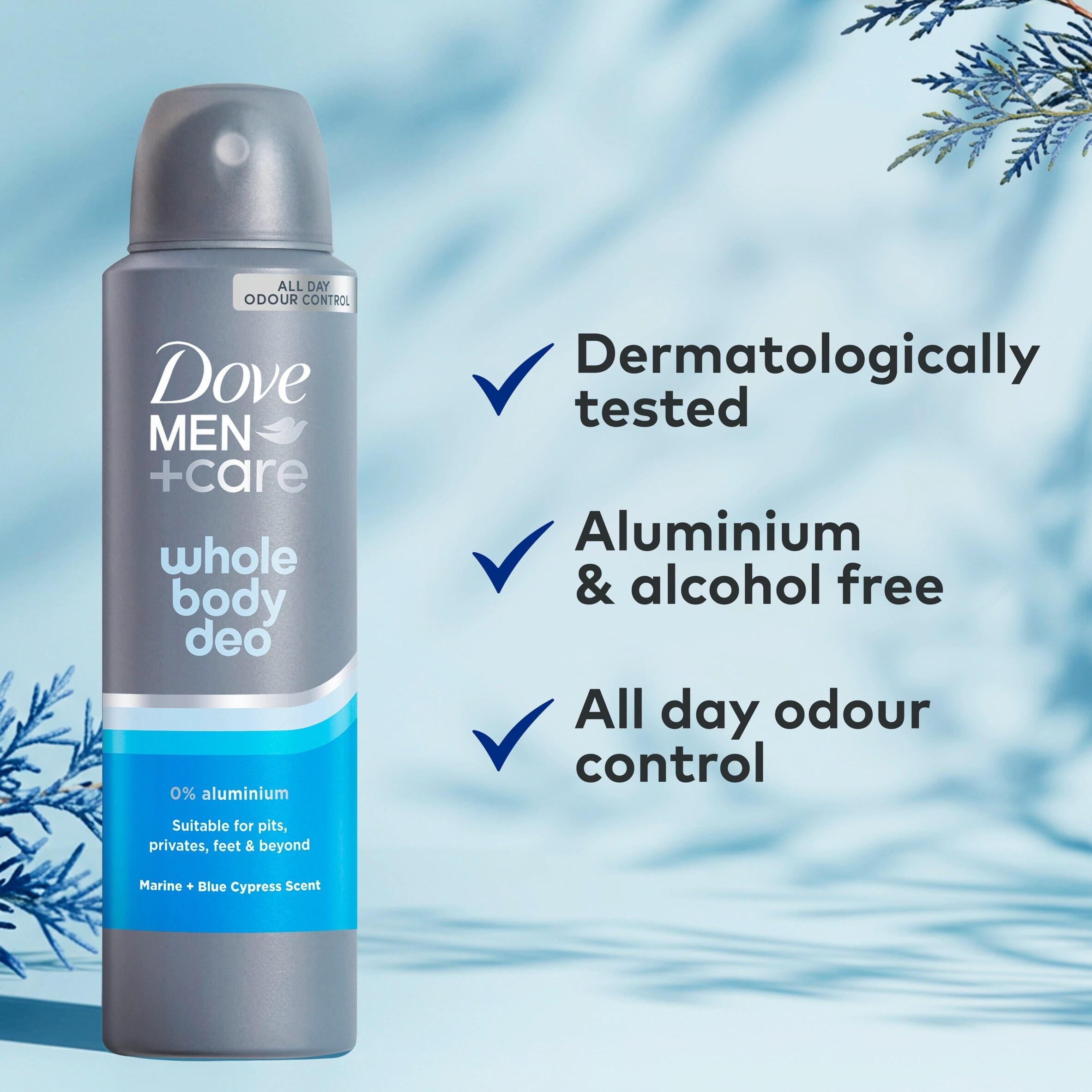 Dove Men+Care Marine & Blue Cypress​ 48h Whole Body Deodorant Spray 150ml thumbnail 3