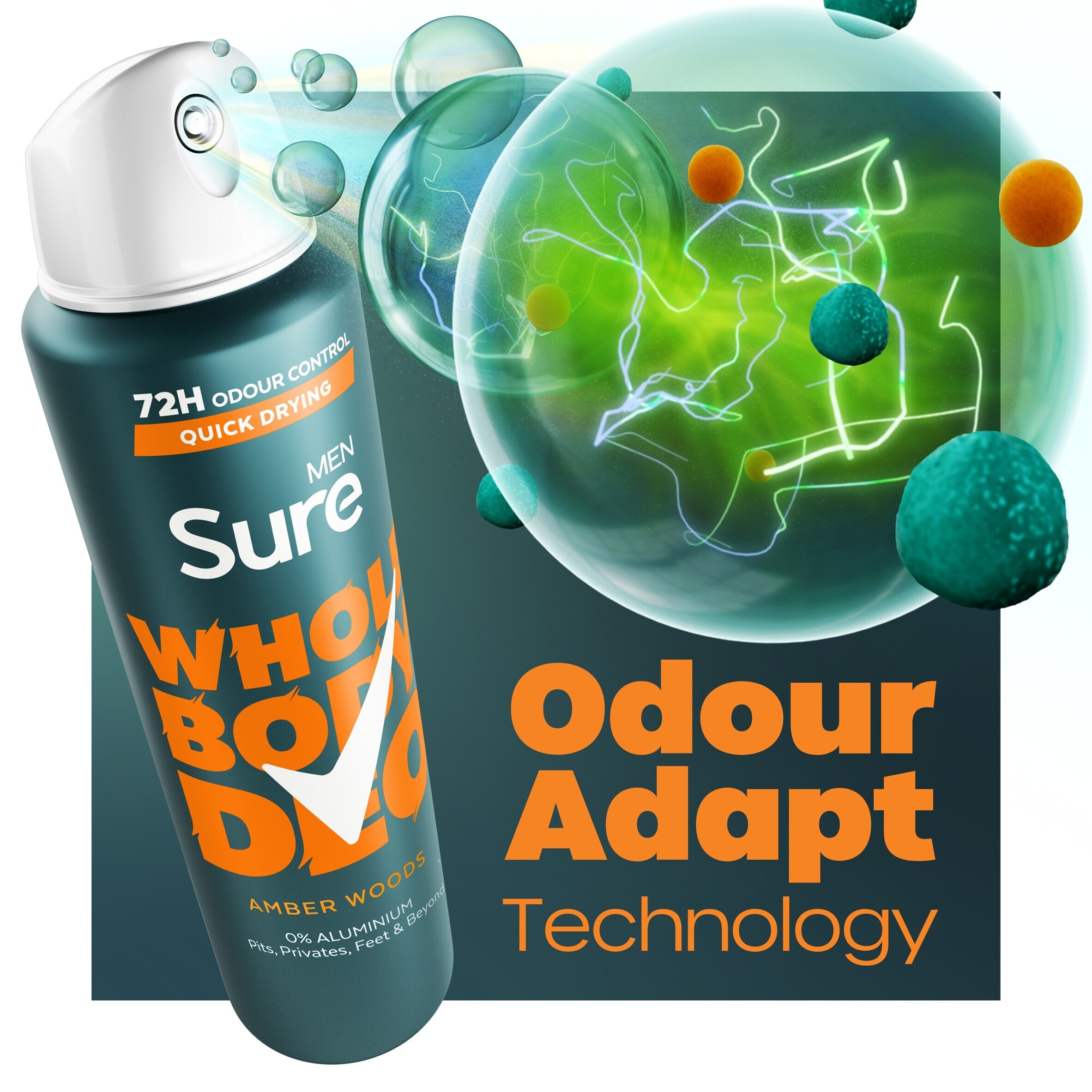 Sure Men Amber Woods 72h Whole Body Deodorant Odour Control Spray 150ml thumbnail 2