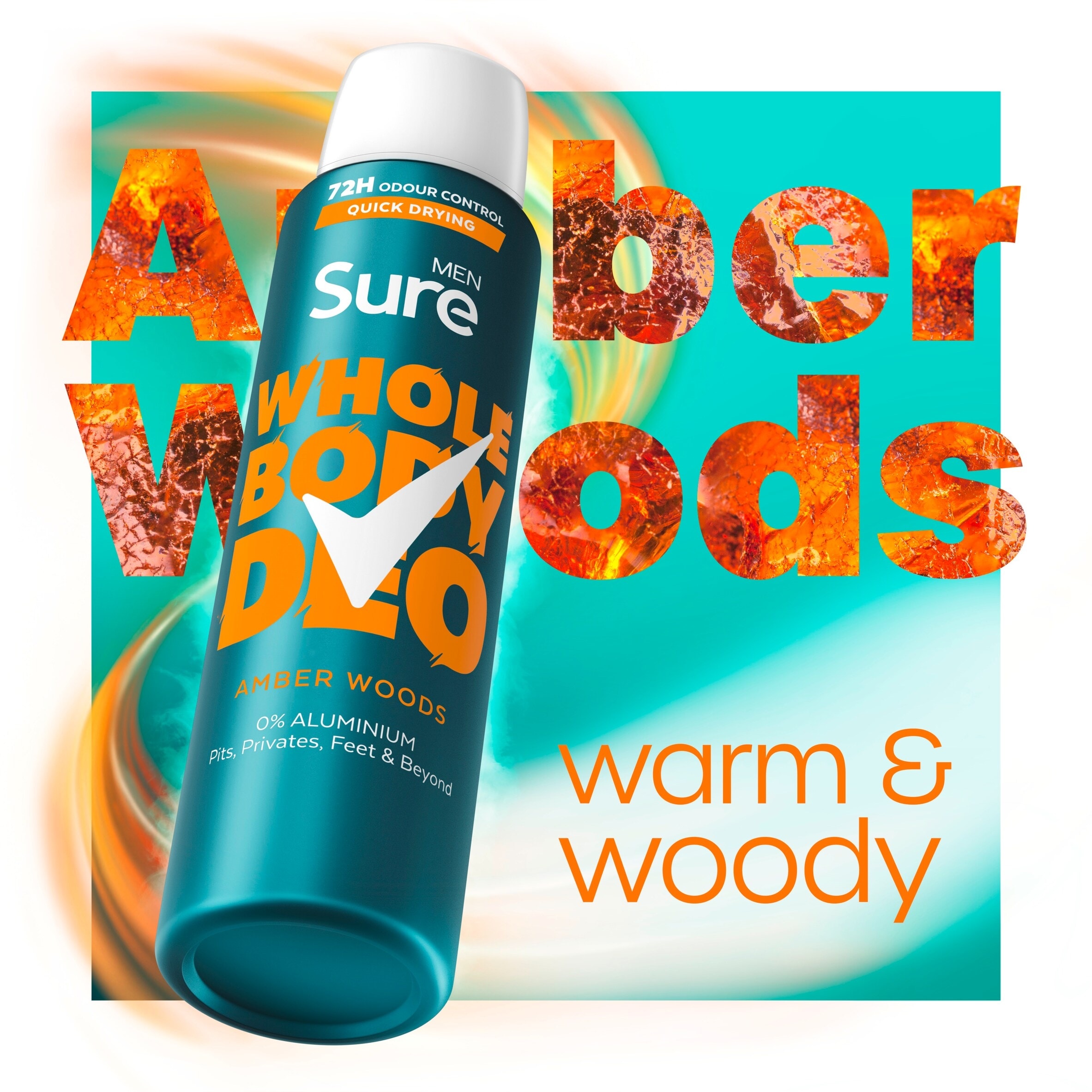 Sure Men Amber Woods 72h Whole Body Deodorant Odour Control Spray 150ml thumbnail 3