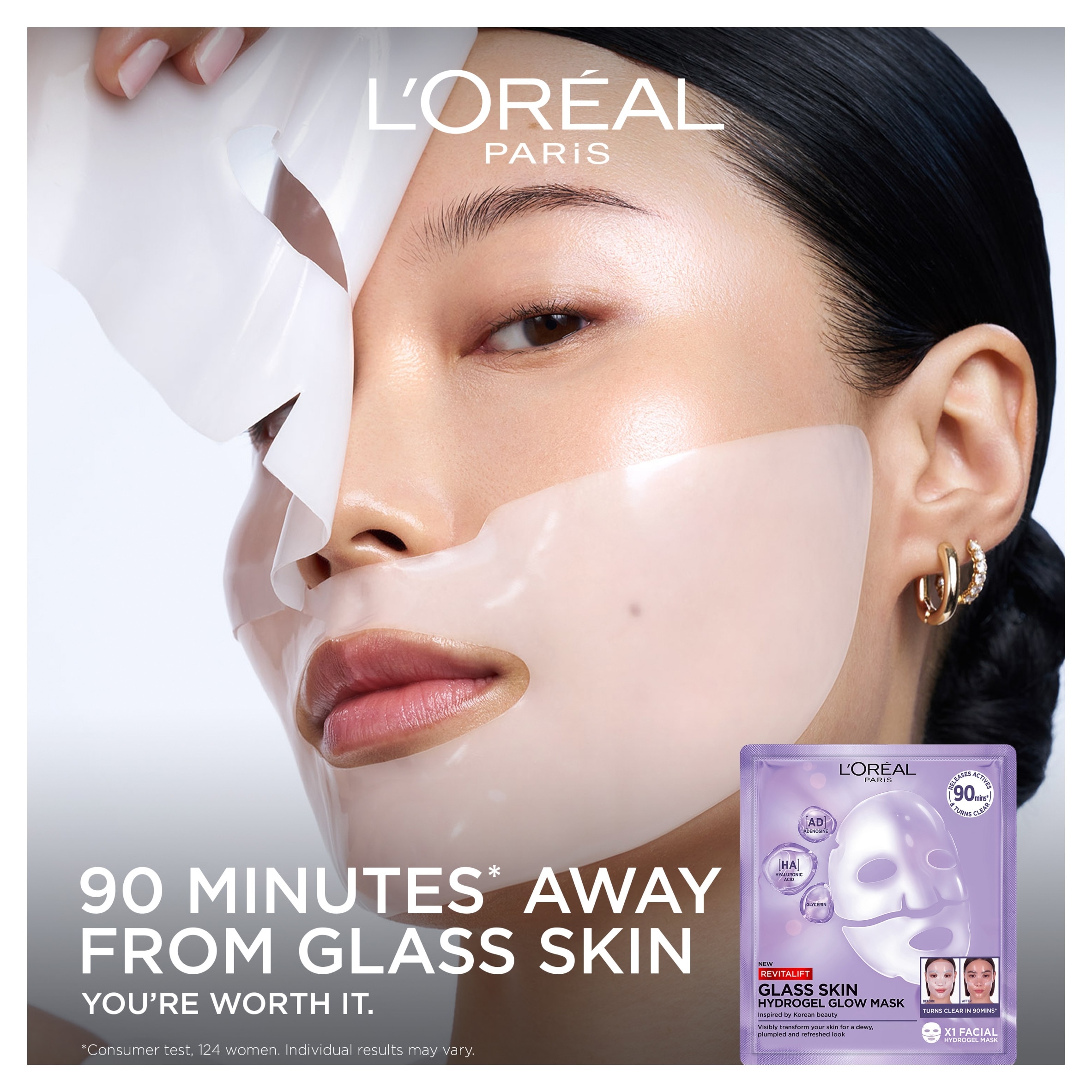 L'Oreal Paris Revitalift Glass skin Hydrogel glow mask thumbnail 2