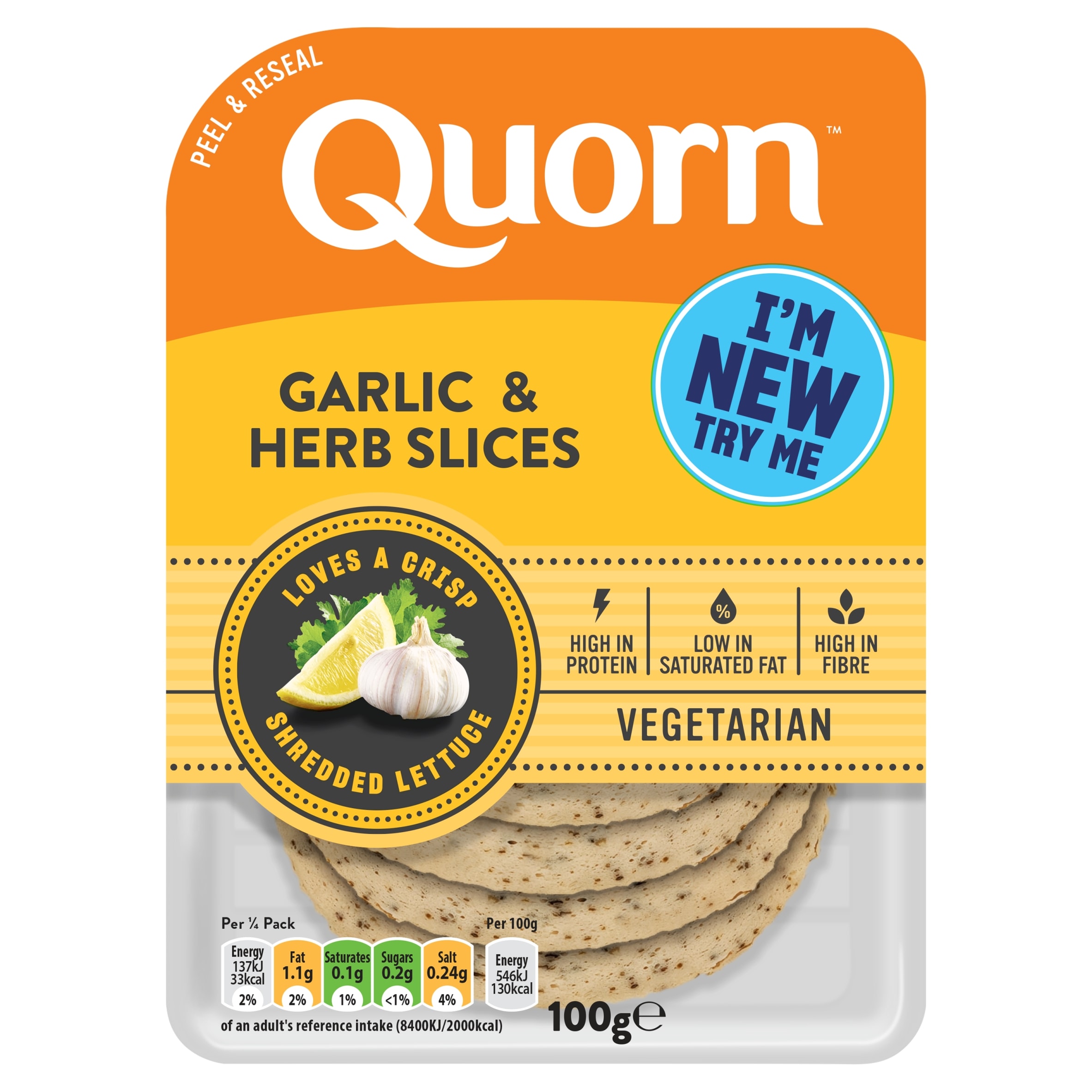 Quorn Deli Garlic & Herb Slices 100g