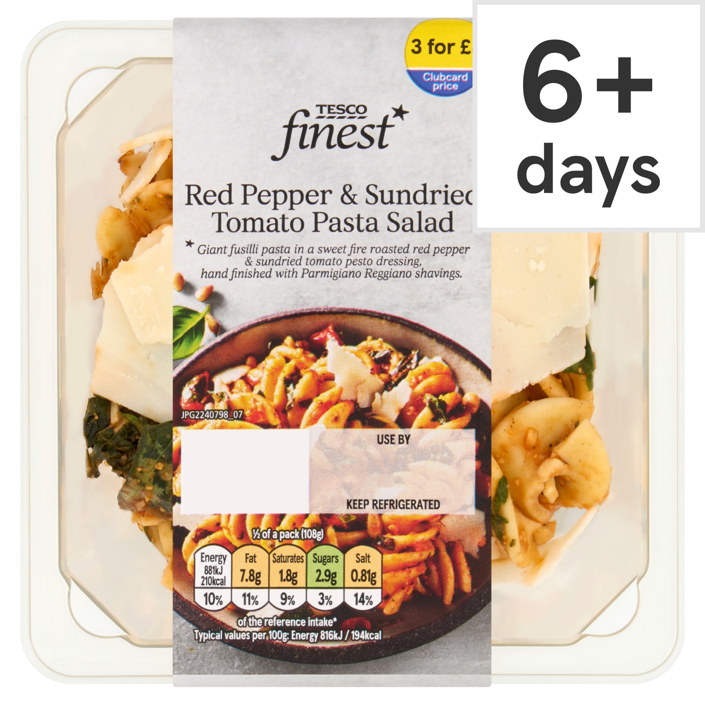 Tesco Finest Red Pepper & Sun-dried Tomato Pasta Salad 215g
