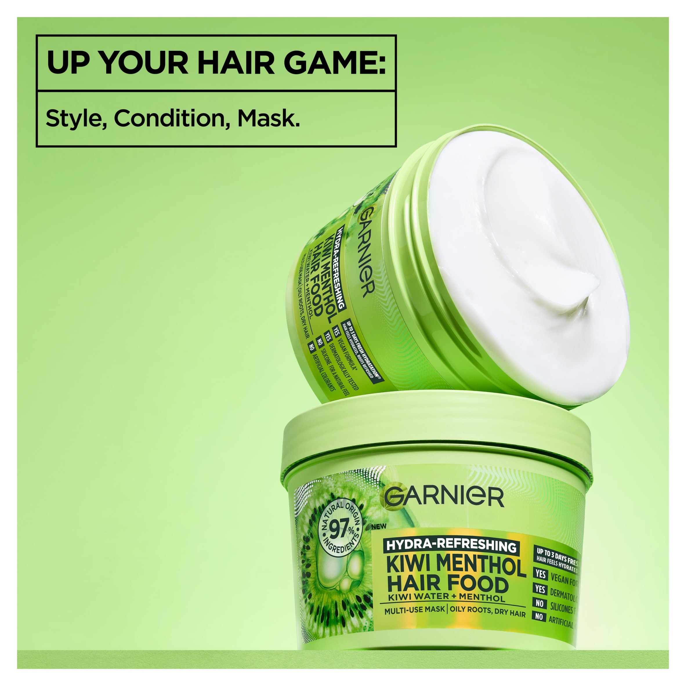 Garnier Hydra-refreshing kiwi menthol Hair Food Mask 400ml thumbnail 3