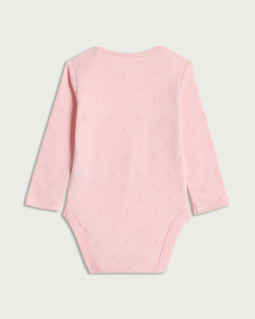 F&F Baby 5-Pack Pure Cotton Long Sleeved Bodysuits in Pink thumbnail 2