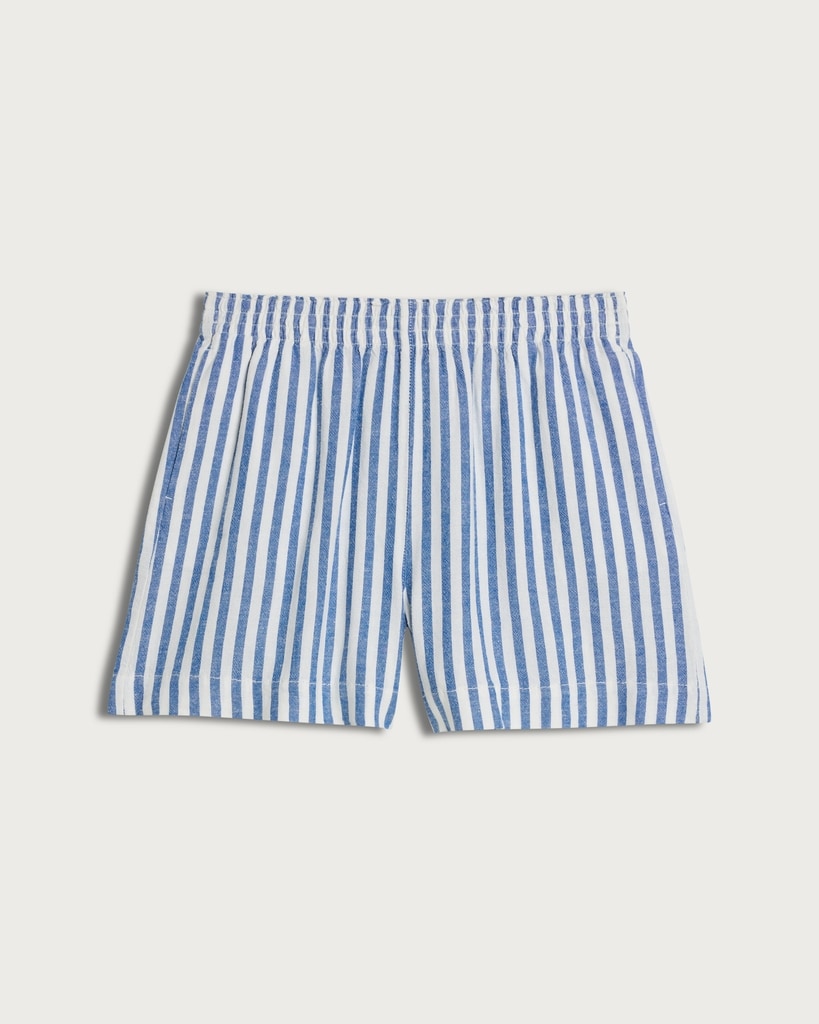 F&F Striped Co-ord Shorts with Linen in Blue thumbnail 4