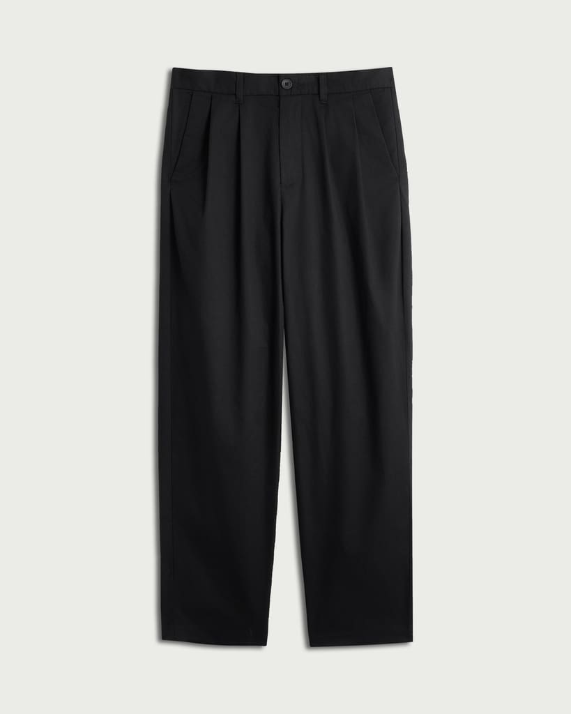 The F&F Edit Cotton Rich Double Pleated Chino Trousers in Black thumbnail 4