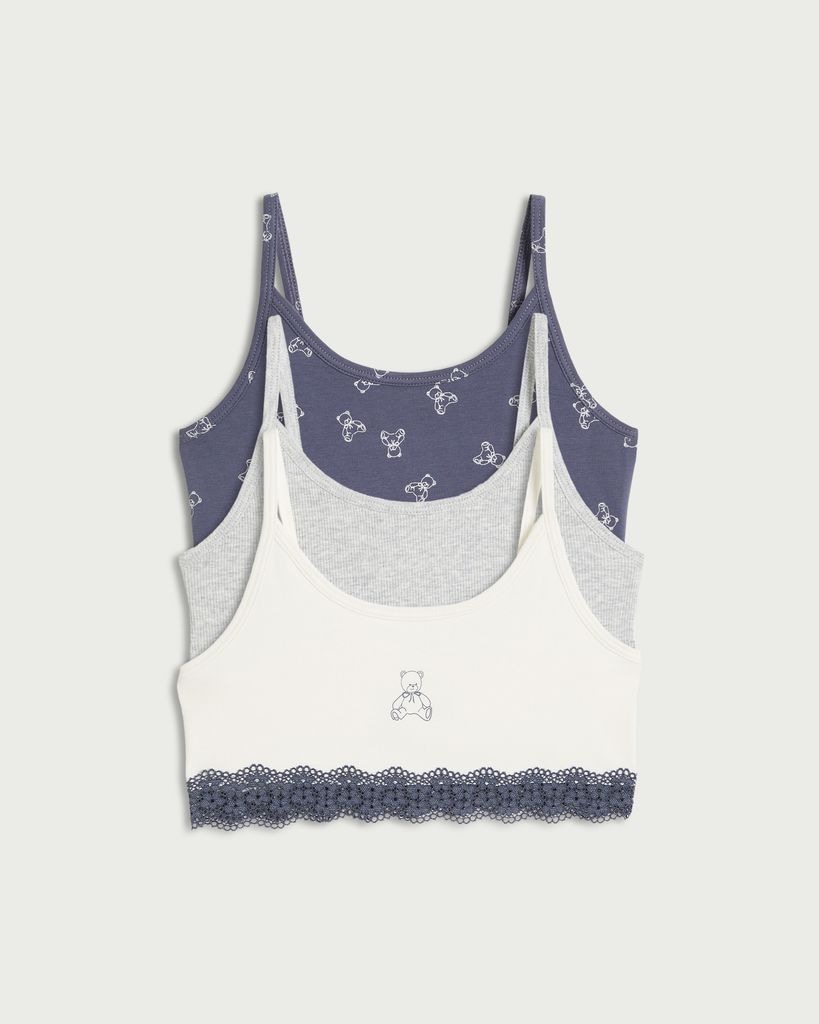 F&F Girls 3-Pack Cotton Rich Crop Tops in Multi
