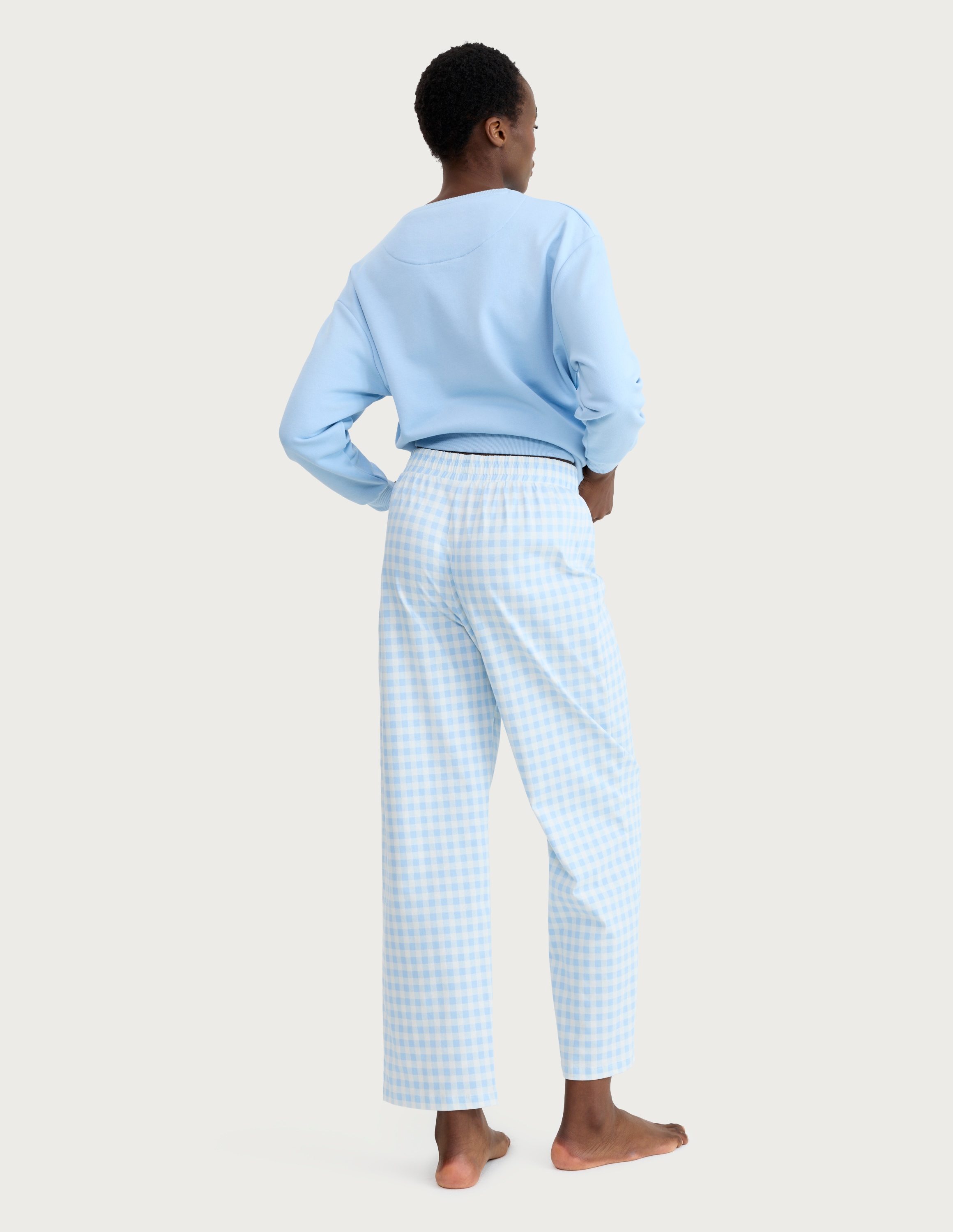 F&F Cotton Rich Sunday Brunch Slogan Pyjama Set in Blue thumbnail 3