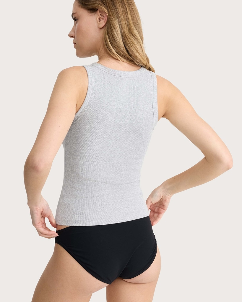 F&F Cotton Rich Contour Ribbed Secret Support Vest in Grey Marl thumbnail 2