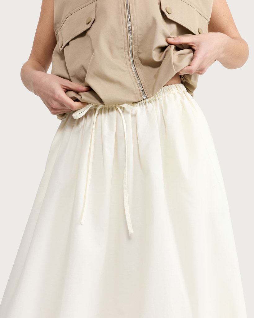 F&F Pure Cotton Poplin Drawstring Midi Skirt in Yellow thumbnail 2