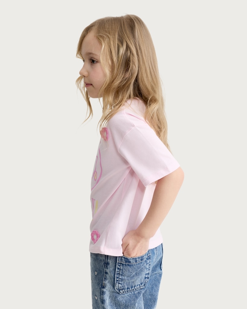 Nirvana Pure Cotton Smiley Face Print T-Shirt in Pink thumbnail 2