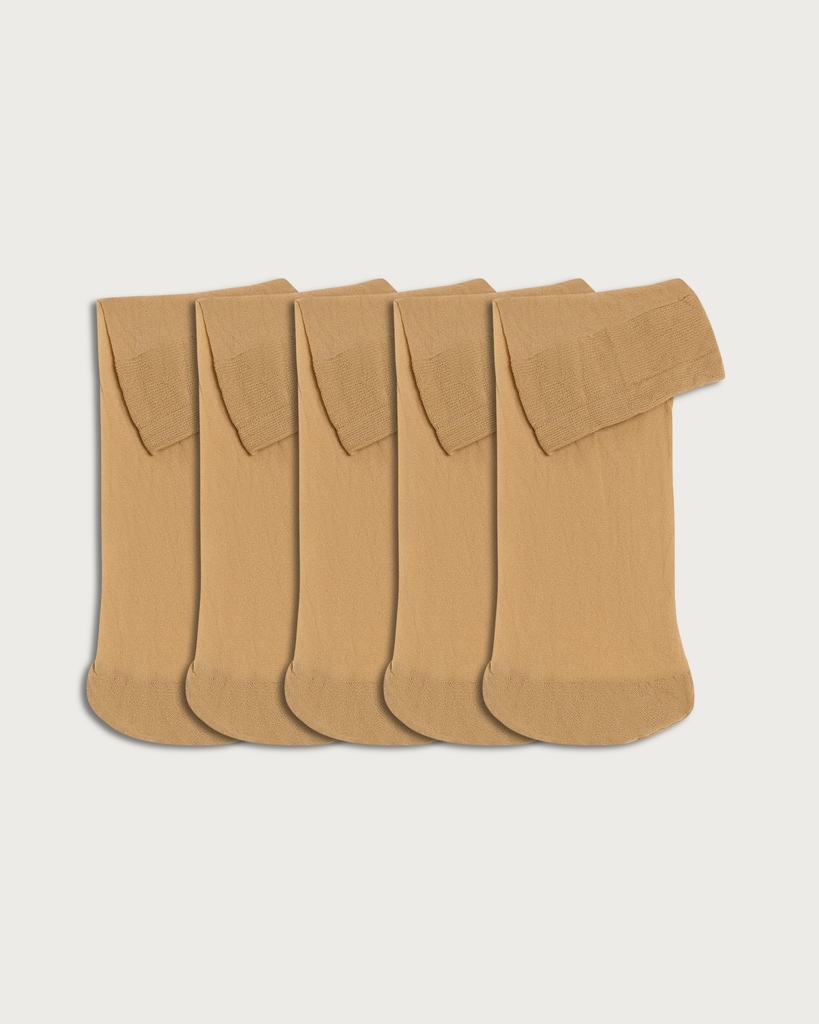 F&F 5-Pack 15 Denier Opaque Ankle Socks in Nude