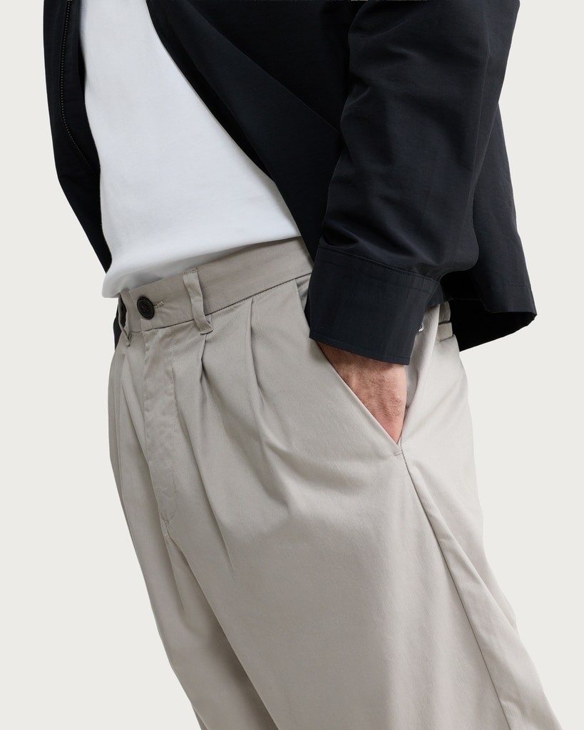 The F&F Edit Cotton Rich Double Pleated Chino Trousers in Stone thumbnail 2