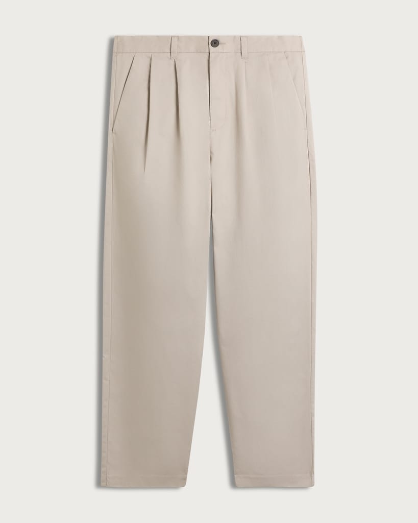 The F&F Edit Cotton Rich Double Pleated Chino Trousers in Stone thumbnail 4