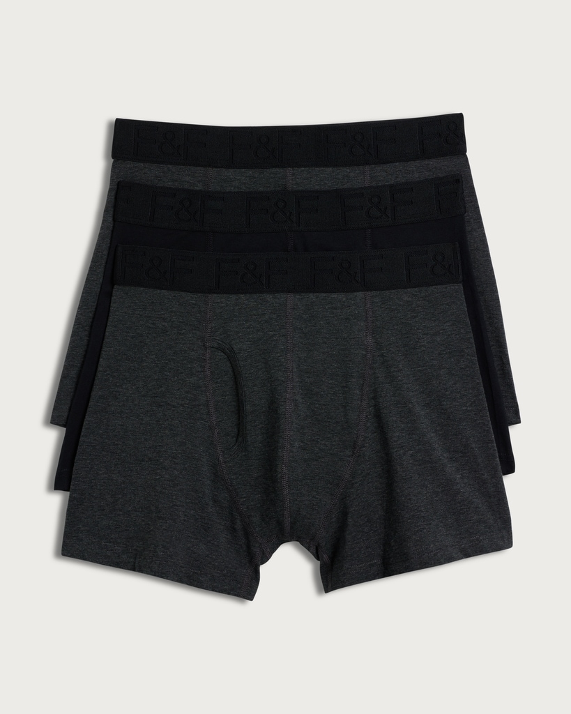 F&F 3-Pack Cotton Rich Trunks in Multi Grey