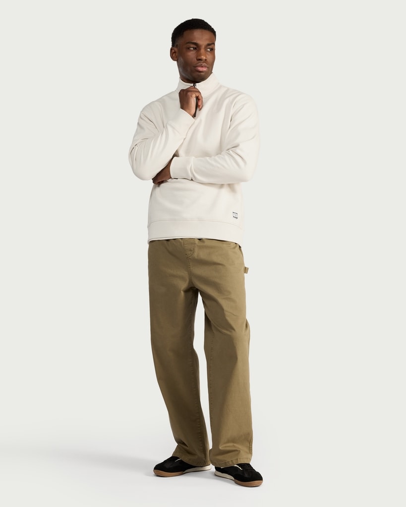 RDA Pure Cotton Half Zip Oversized Fit Sweatshirt in Cream