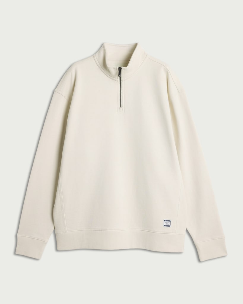 RDA Pure Cotton Half Zip Oversized Fit Sweatshirt in Cream thumbnail 4