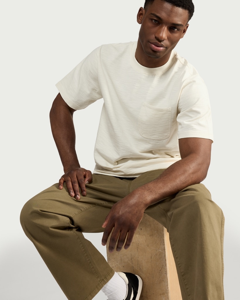 RDA Pure Cotton Pocket Detail T-Shirt in Cream