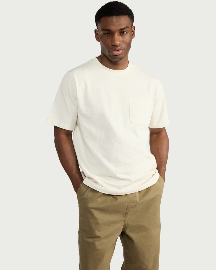 RDA Pure Cotton Pocket Detail T-Shirt in Cream thumbnail 2