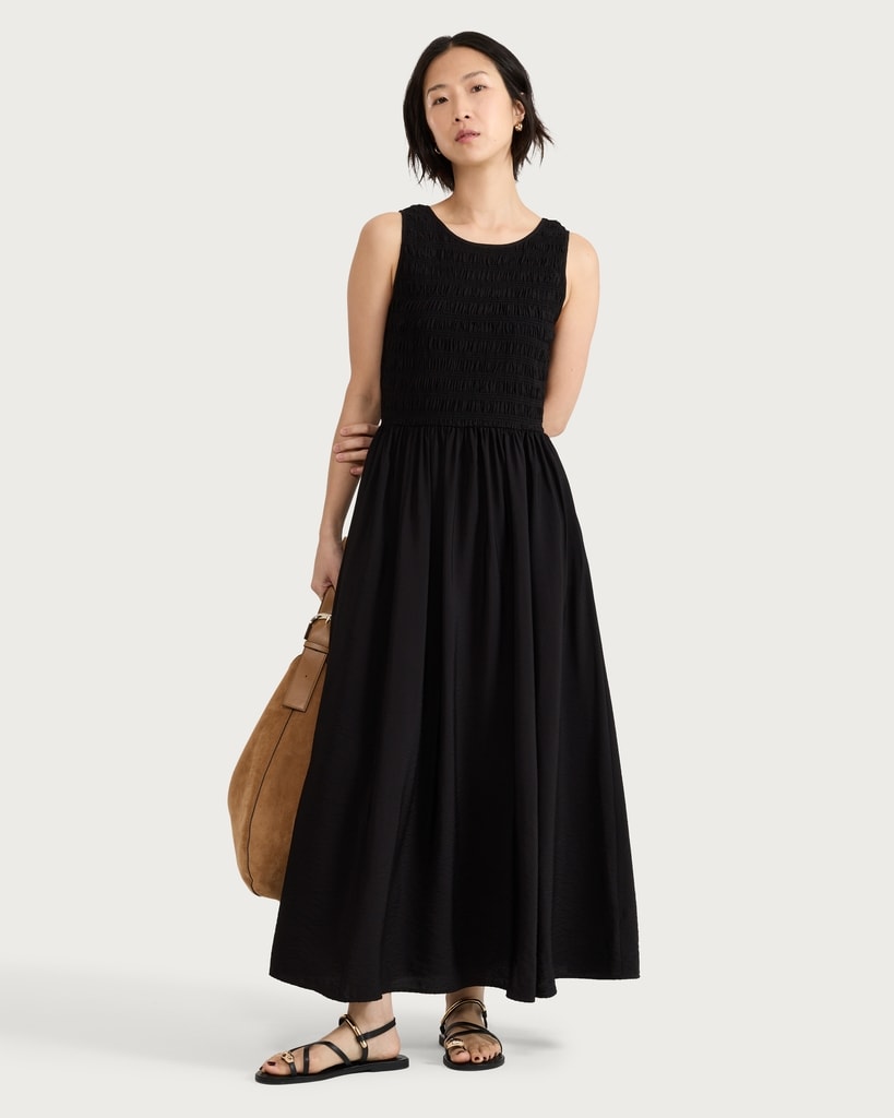 F&F Shirred Sleeveless Midi Dress in Black thumbnail 3