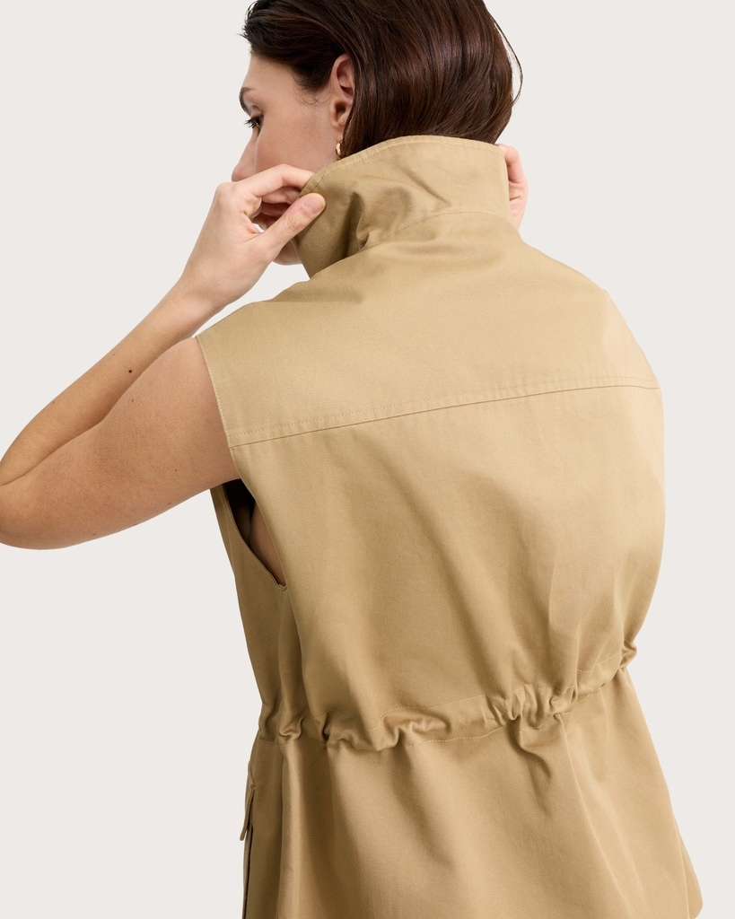 F&F Cinched Waist Utility Gilet in Neutral thumbnail 3