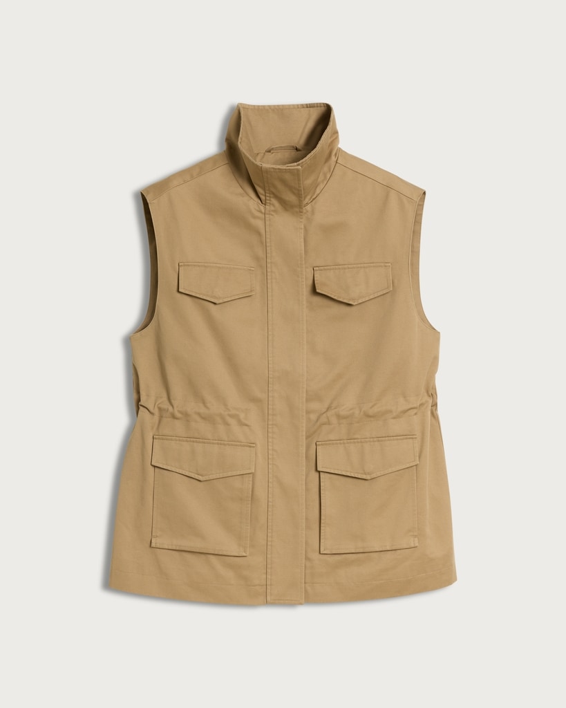 F&F Cinched Waist Utility Gilet in Neutral thumbnail 4