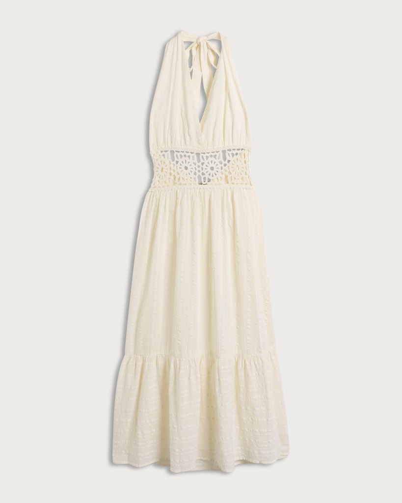 F&F Pure Cotton Halter Neck Midi Beach Dress in Ivory thumbnail 4