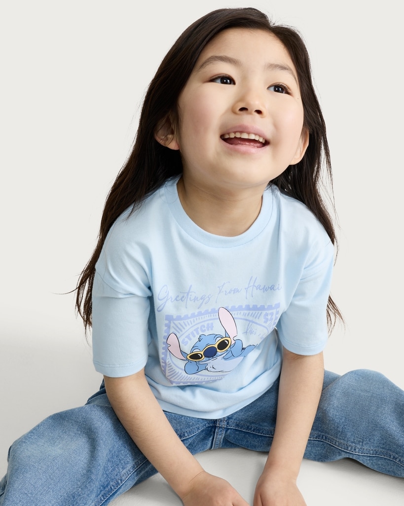 Disney Stitch Pure Cotton Greetings From Hawaii T-Shirt in Blue thumbnail 2