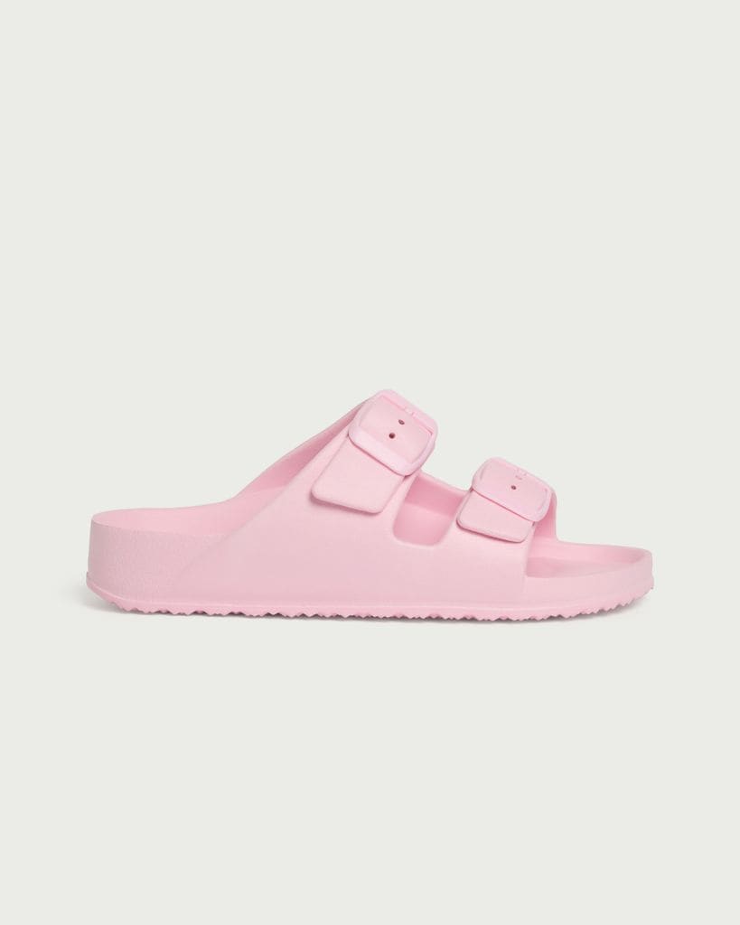 F&F Girls Double Strap Buckle Sliders in Pink