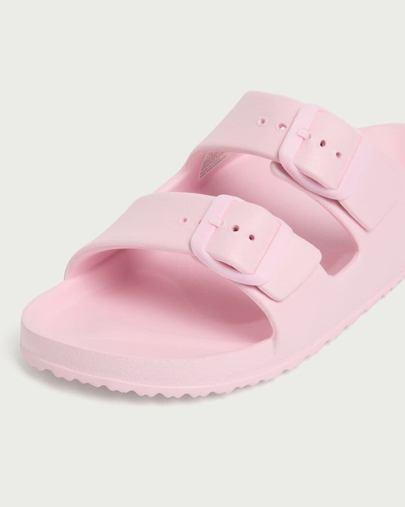 F&F Girls Double Strap Buckle Sliders in Pink thumbnail 3