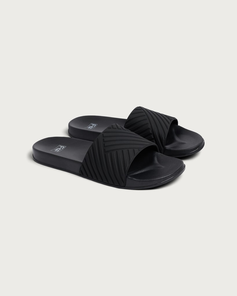 F&F Textured Slider Sandals in Black