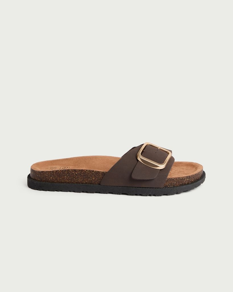 F&F Single Strap Buckle Detail Sandals in Brown