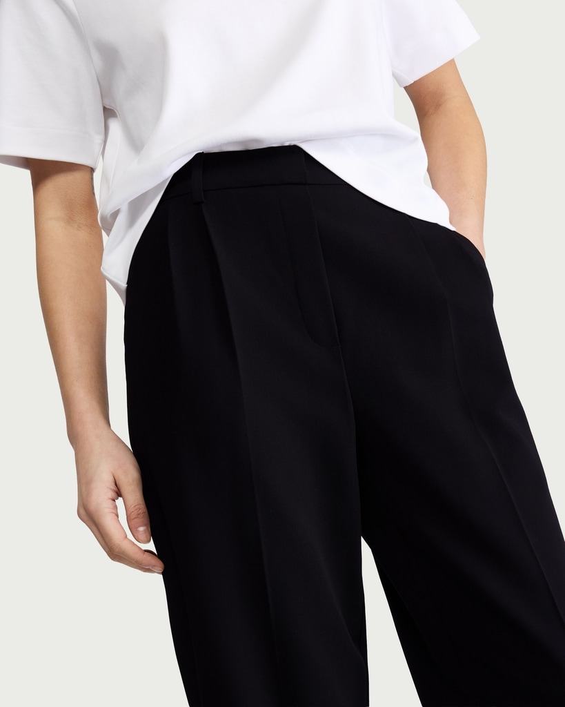 F&F Pleated Tapered Trousers in Black thumbnail 2
