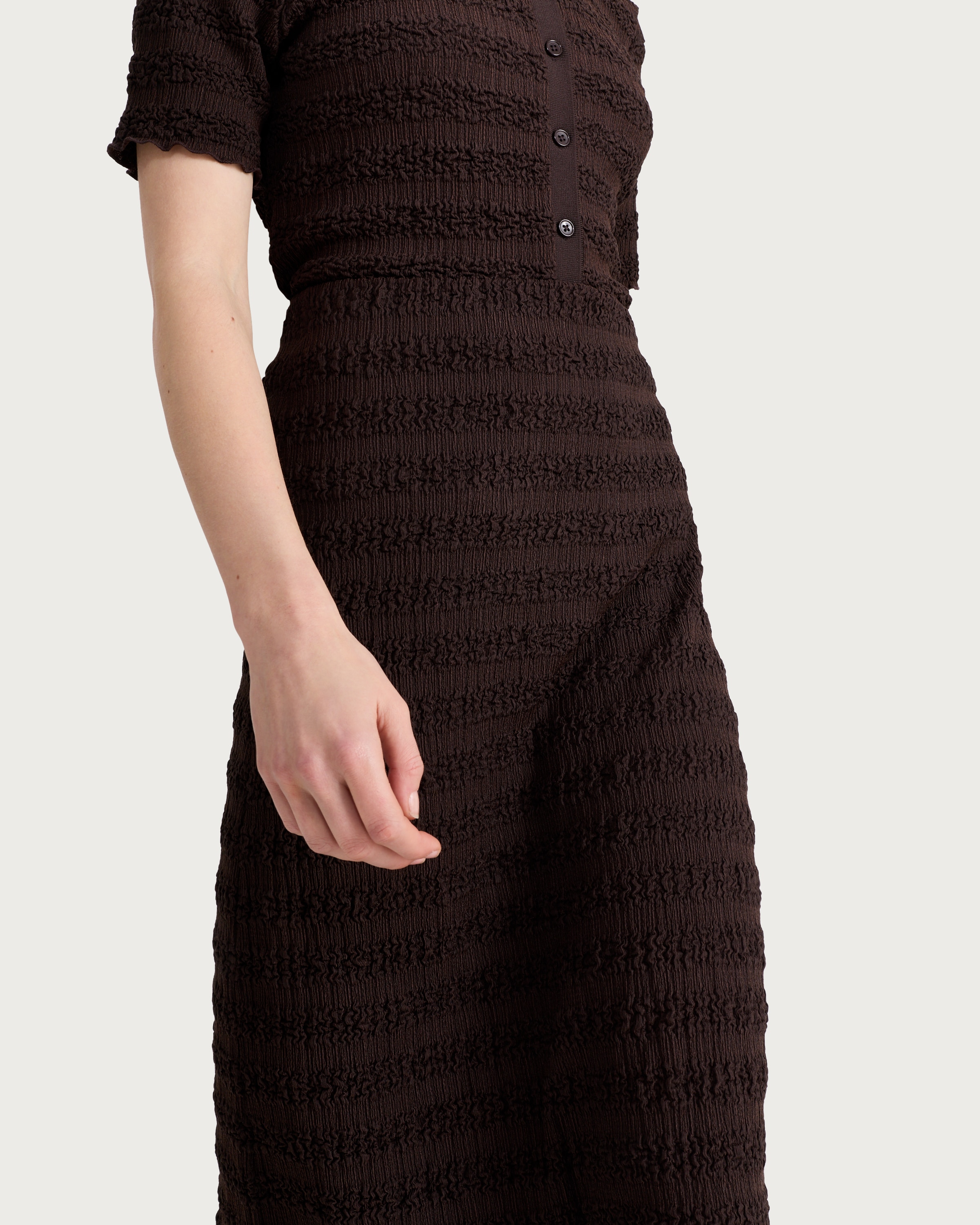 F&F Crinkle Textured Co-ord Midi Skirt in Chocolate