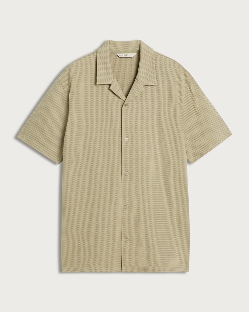 F&F Cotton Rich Textured Short Sleeved Shirt in Green thumbnail 4