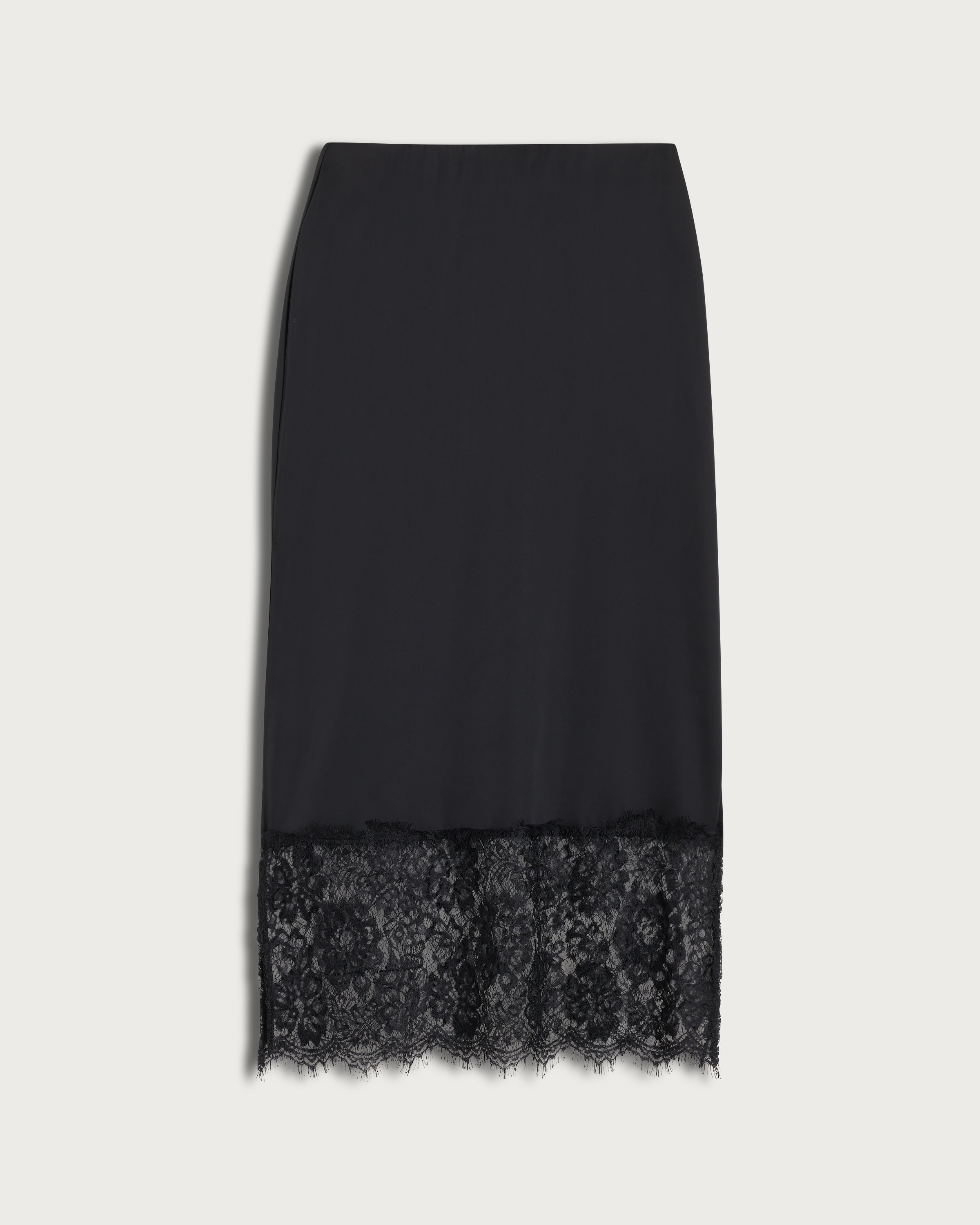 F&F Satin Lace Trim Co-ord Midi Skirt in Black thumbnail 4