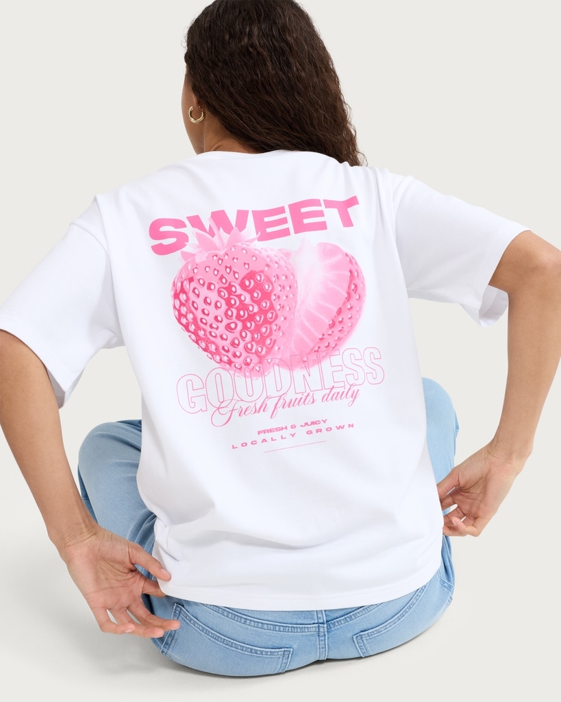 OH ME OH MY Pure Cotton Heart Embroidered T-Shirt in White thumbnail 2