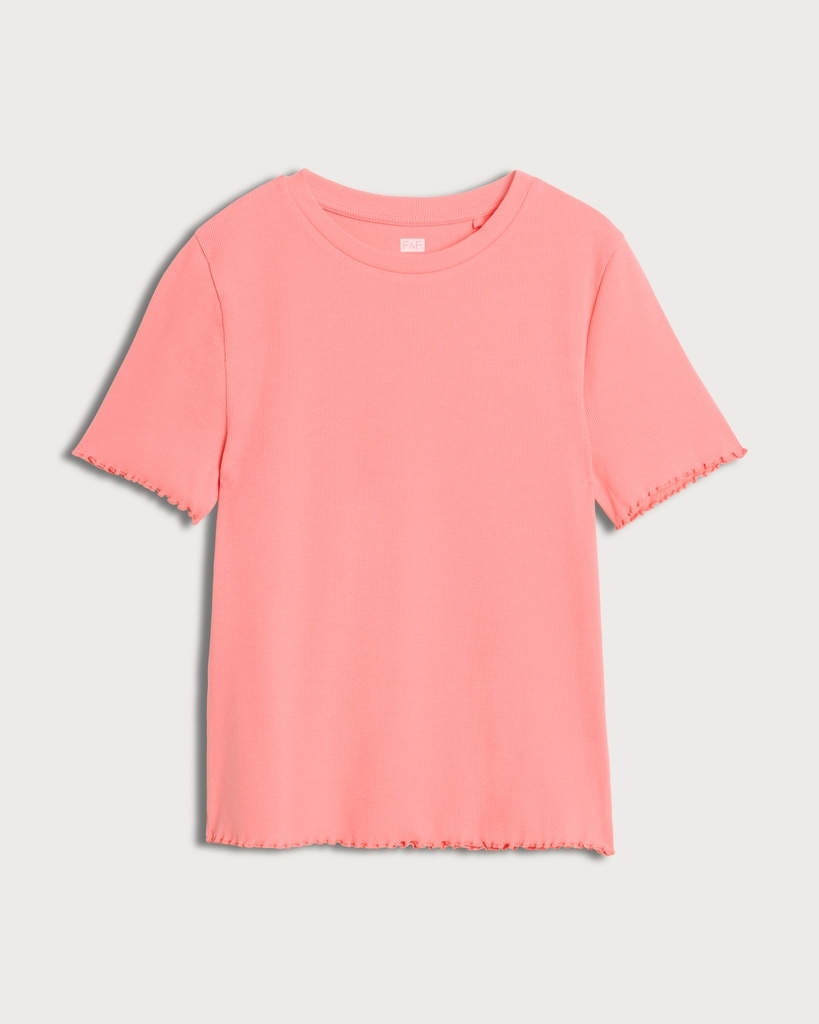 F&F Cotton Rich Lettuce Edge T-Shirt in Pink thumbnail 4