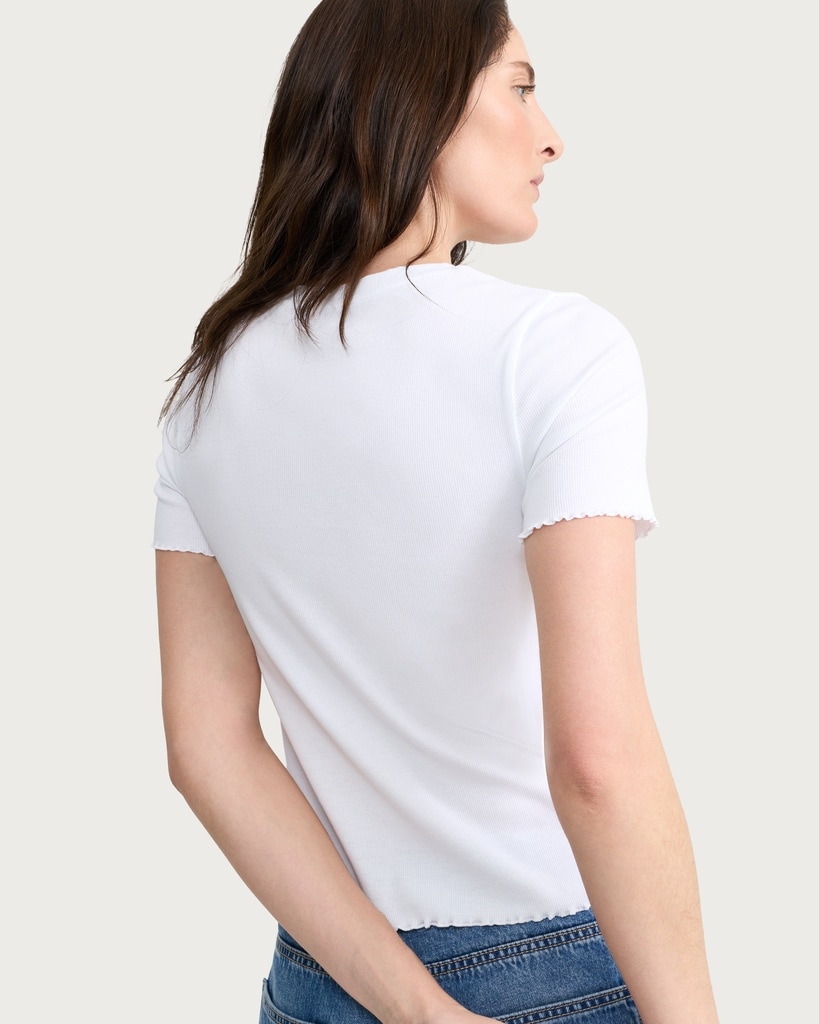 F&F Cotton Rich Lettuce Edge T-Shirt in White thumbnail 3