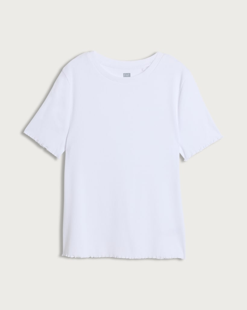 F&F Cotton Rich Lettuce Edge T-Shirt in White thumbnail 4