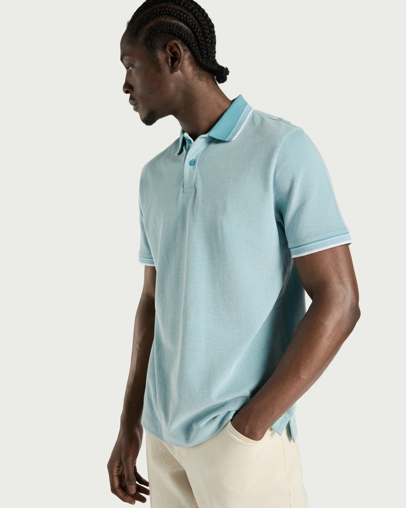 F&F Pure Cotton Short Sleeved Polo Shirt in Teal