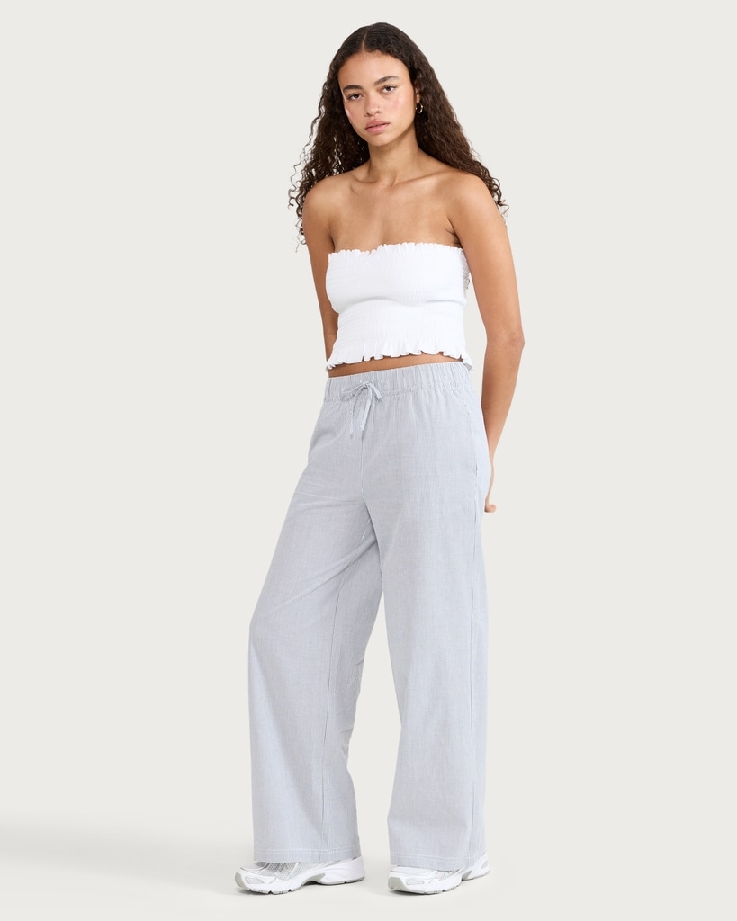 OH ME OH MY Pure Cotton Stripe Wide Leg Trousers in Blue thumbnail 2
