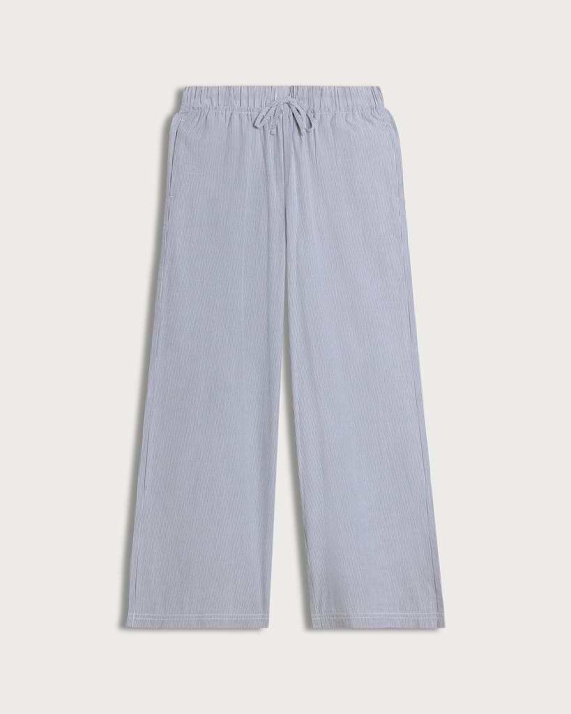 OH ME OH MY Pure Cotton Stripe Wide Leg Trousers in Blue thumbnail 4