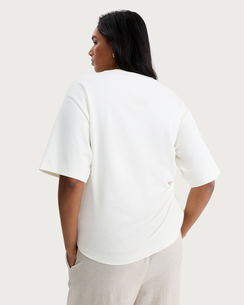 F&F Pure Cotton Ruched Side T-Shirt in Cream thumbnail 3